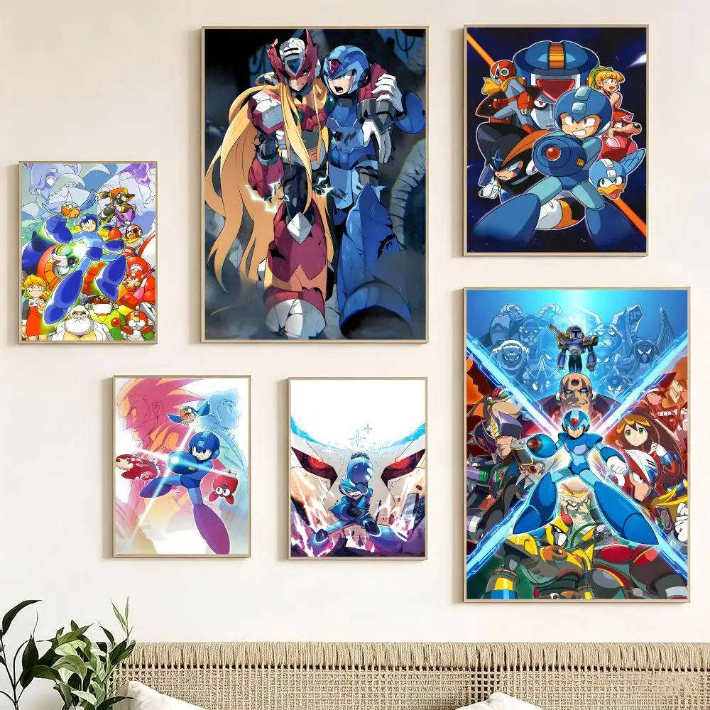 Cartoon ROCKMAN Poster Pegatina artistica HD autoadhesiva impermeable para salon dormitorio