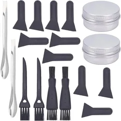 18PCS Pollen Scrapers Kit for Grinder Including 4PCS Plastic Cleaning Brush 10PCS Black Pollen Scrapers 2PCS Steel Spatula Scoop