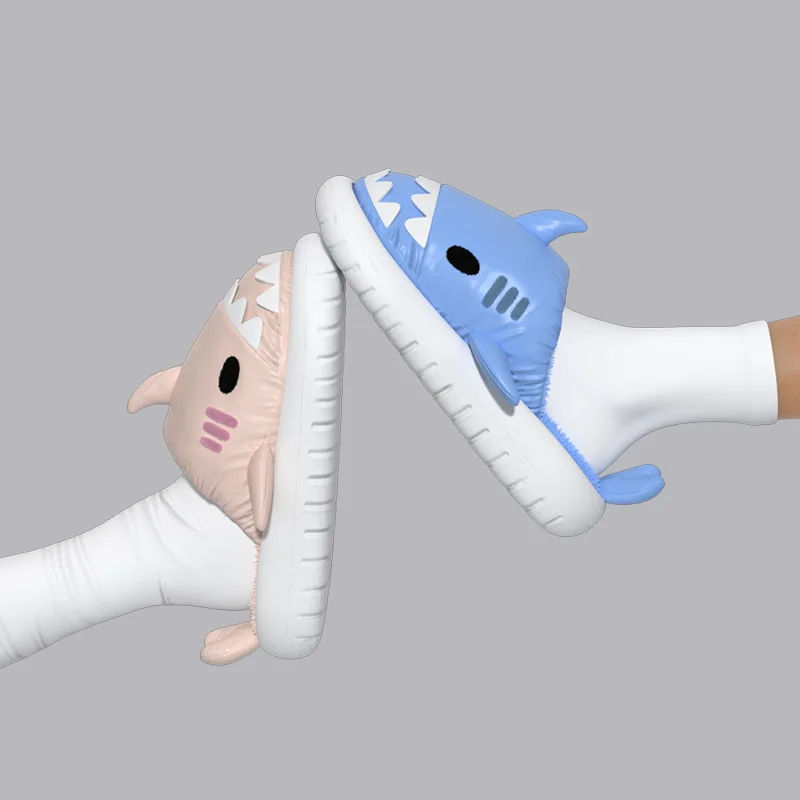 New Home Down Plush Shark Slipper Man Women Autumn Winter Thick Sole Shark Cotton Slipper Indoor Detachable Couple Warm Slippers