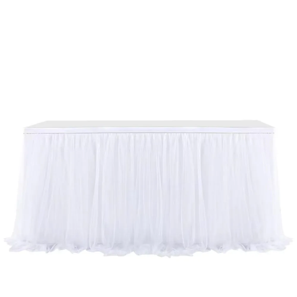 Tulle Table Skirts 4/6/8/9/14FT Rectangle Round Tablecloth Festive DIY Decoration Birthday Party Wedding Cake Dessert Table