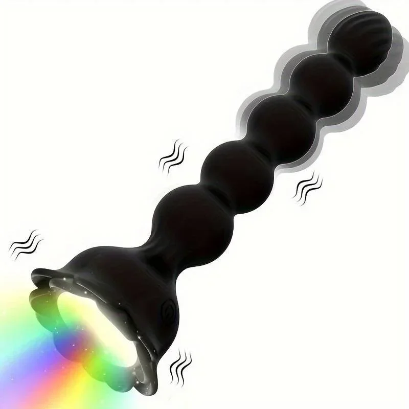 Tapón Anal luminoso con Control remoto, tapón Anal con cuentas rosas, tapón vibrador para masturbación masculina y femenina de próstata, vibrador Anal