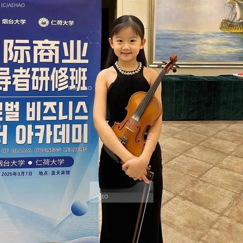 فستان سهرة بحورية البحر باللون الأسود للأطفال البنات لحفلات أعياد الميلاد وحفلات أعياد الميلاد لنموذج مضيف أداء البيانو فساتين ملابس رسمية