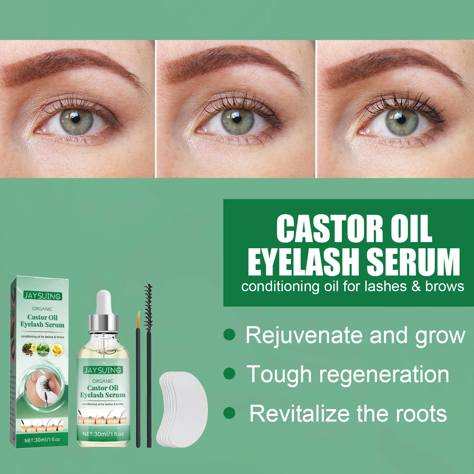 Castor Oil Essential Oil Set Natural Slender Long Curl Rich and Moisturizing Eyelash Essential Oil