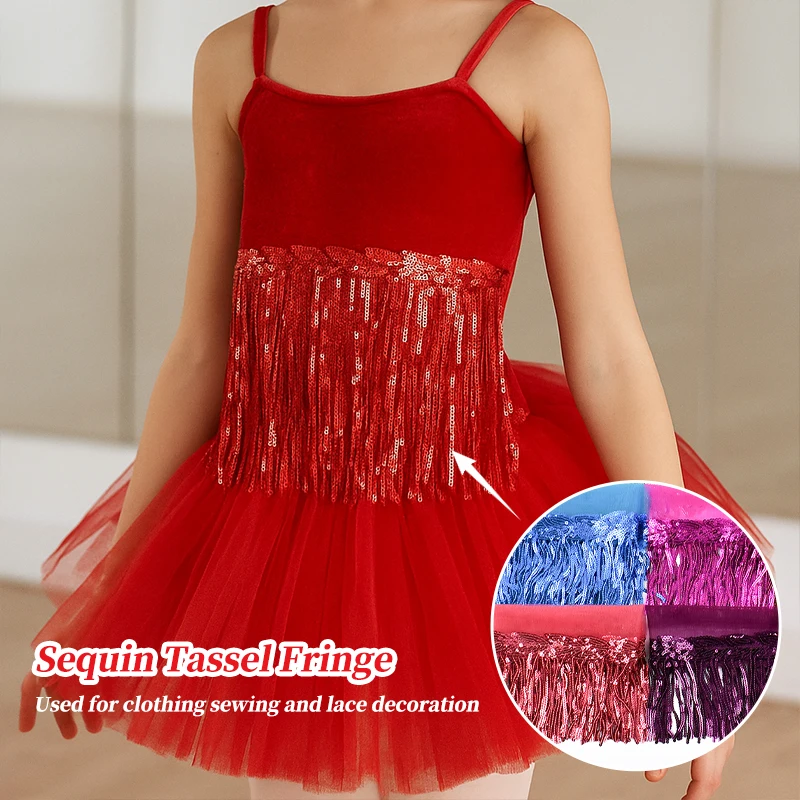 

5/10Yard 10/18cm Sequin Sewing Tassel Fringe Clothes Dress Lace Trim Garment Decorative Trimmings Stitching Fringes Accessories