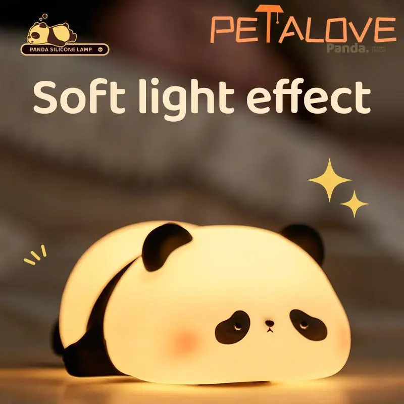 Imagem -02 - Panda Quente Luz da Noite Silicone Usb Recarregável Nightlight Timing Escurecimento Lâmpada Quarto Decoração do Feriado para Crianças Presente de Aniversário