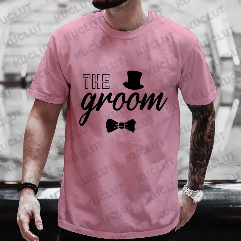 Fashion Team Groom Squad Tops Bachelor Stag T-Shirt Single Farewell Party Tshirt Groomsman Best Man Blouses Male Wedding Tees