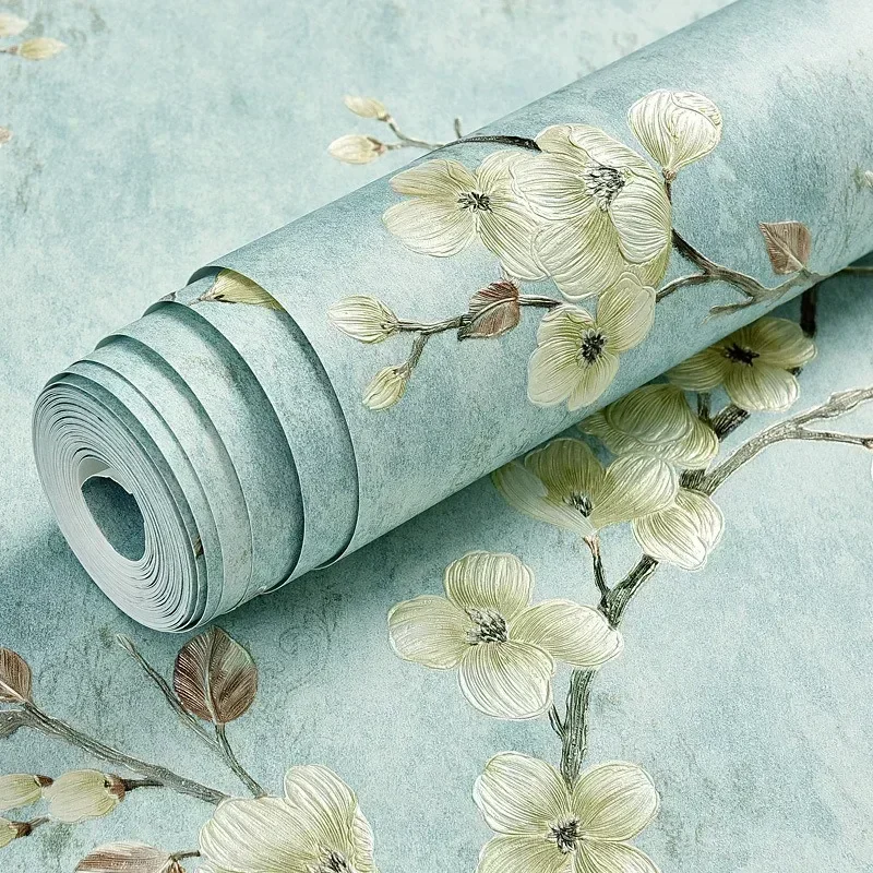 3D Floral Texture High Quality No Self Adhesive Wall Paper Wallpaper Peel and Stick Retro Home Decor Wall Home Decor
