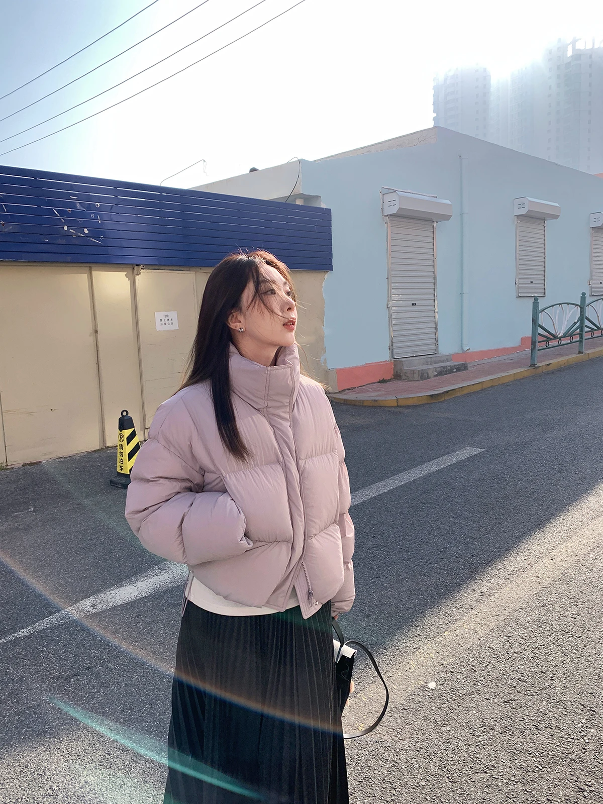 

Warm ort Puffer Jaet 90 White Du down Stand Collar Coat Winter Outerwear for Small Stature People OnGoing Brand