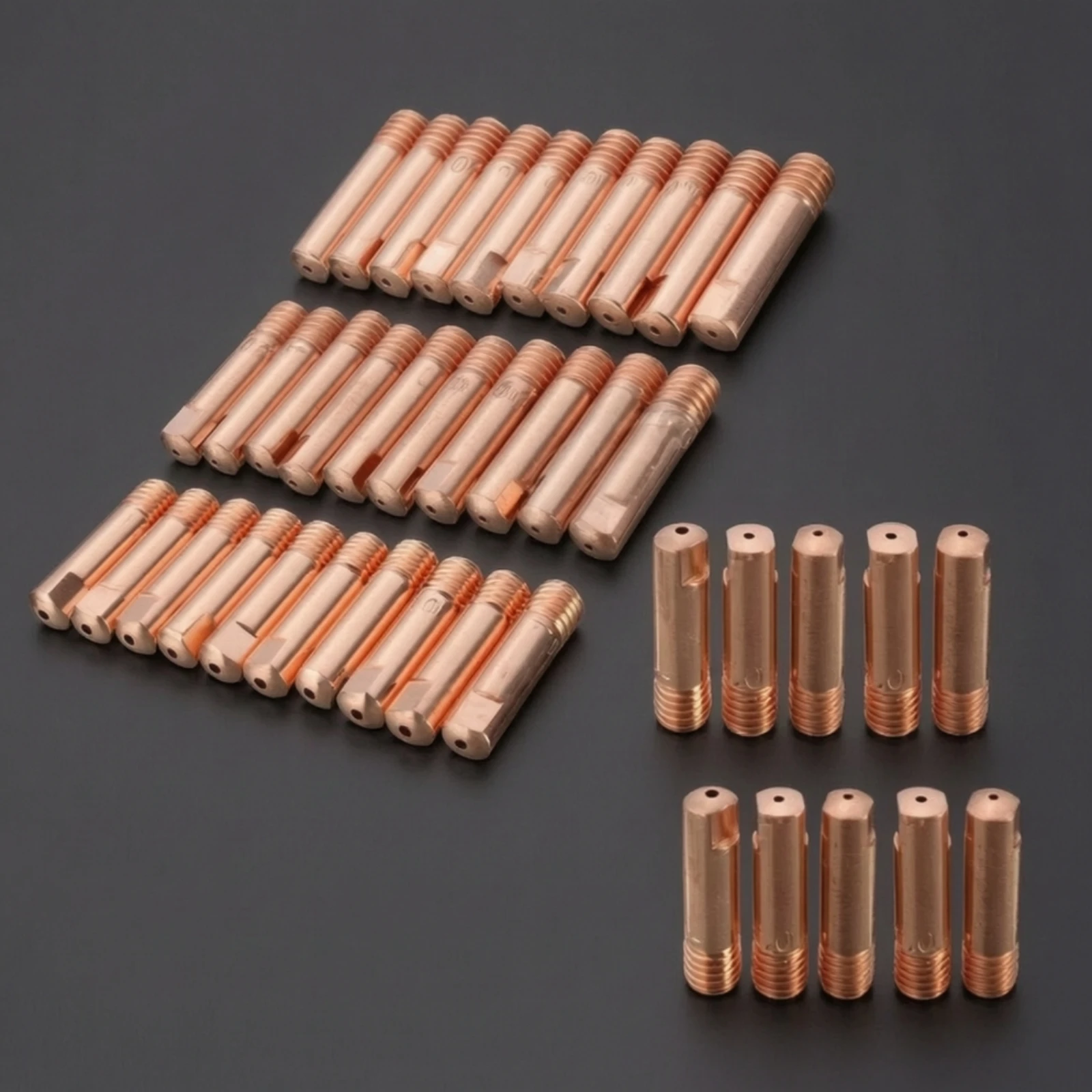 40 Pieces 14/15AK MIG Terminal Tip Threaded Copper Terminal Tip with M6 Thread Standard Size Wear Resistant for Welders, Repairs
