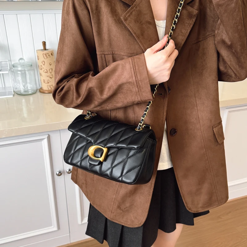 

New solid color trendy style crossbody bag, elegant small square bag, luxurious designer classic women's shoulder bag