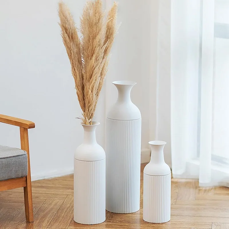 Factory Direct Compatible with Floor-to-ceiling Large Vase Metal Flower Pot Set Home Living Room Flower Barrel Ornament