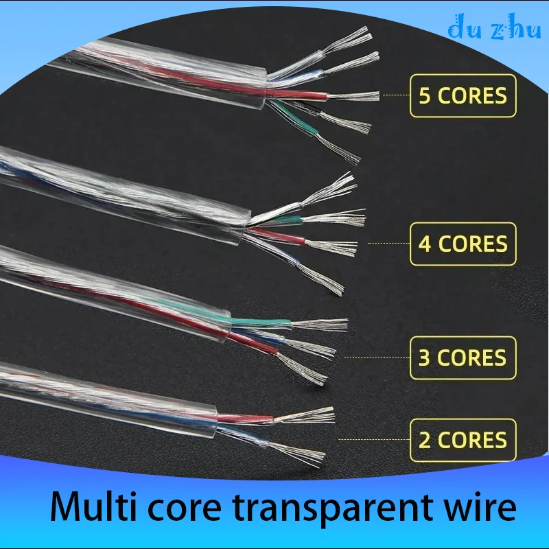 

PVC insulated transparent multi-core sheathed power cord with tinned copper core connected to household wire with 2-5 cores