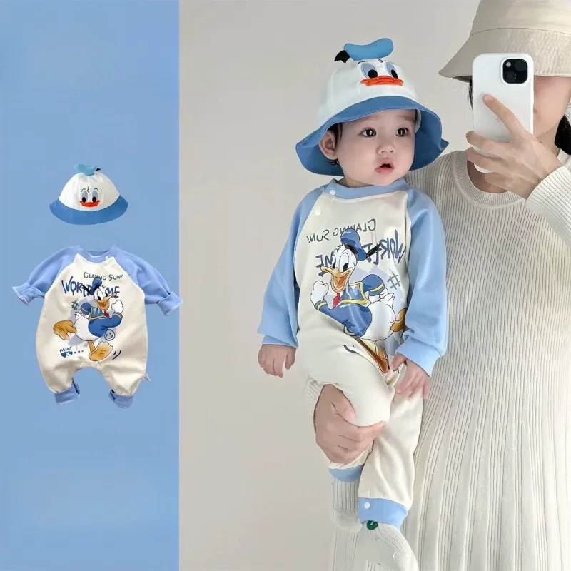

Cartoon boys and girls clothes with skin-friendly soft and cute onesie Donald duck kawaii crawling suit surprise gift wholesale