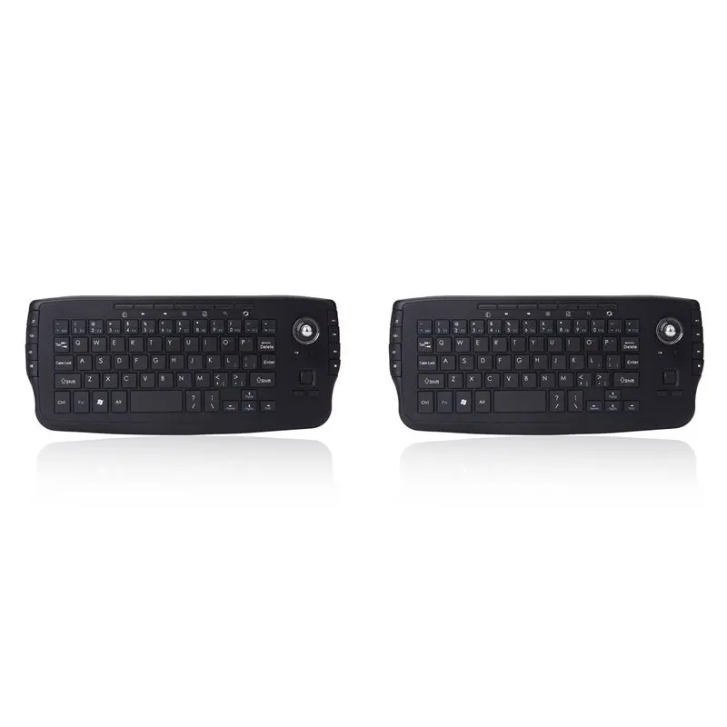 2X 2.4G Wireless Ergonomic Mini Keyboard Gaming Keyboard With 15 Multimedia Keys And Trackball