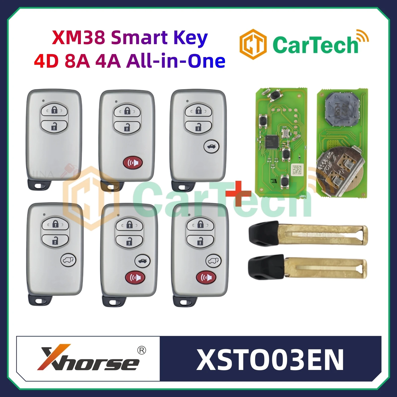 1PCS Xhorse VVDI 4D Smart Remote Key XSTO03EN For Toyota XM38 4D PCB Support Renew Rewrite 312/314/434Mhz A433 F433 5290 3370 01