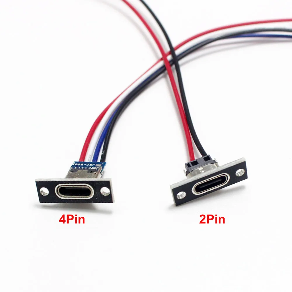 1/2/5Pcs USB Jack 3.1 Type-C 2/4P Welding Wire 3A Female DIY Connector Straight For Mobile Phone Charging Port Charging Socket