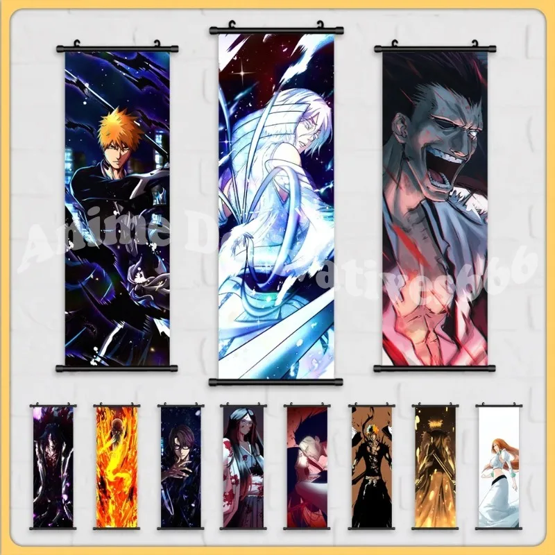 1pc Anime Style Plastic Hanging Painting Cartoon Scroll Picture Bleach Canvas Posters Art For Home Decor