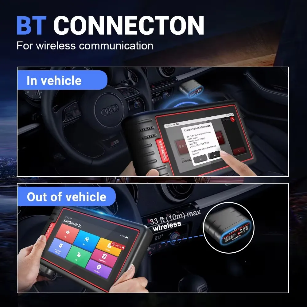 KINGBOLEN S6 CAN FD All System Bluetooth Car Diagnostic Tools Auto OBD Scanner 28 Resets Lifetime Free Update Support TPMS