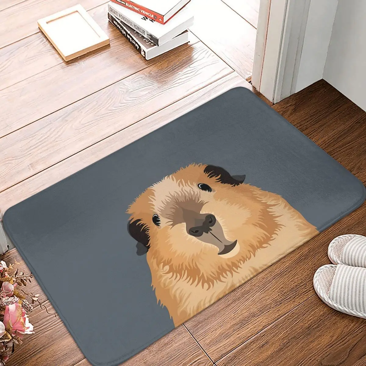 

Capybara Animal Bath Non-Slip Carpet Guinea Pig Peanut Selfie Flannel Mat Welcome Doormat Home Decor Rug