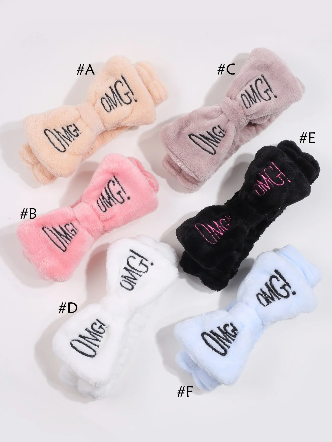 

Пушистая повязка для ванной (1 шт.), с вышитыми буквами, в случайном цвете, с широким бантом, эластичная, для макияжа и душа, осенняя коллекция