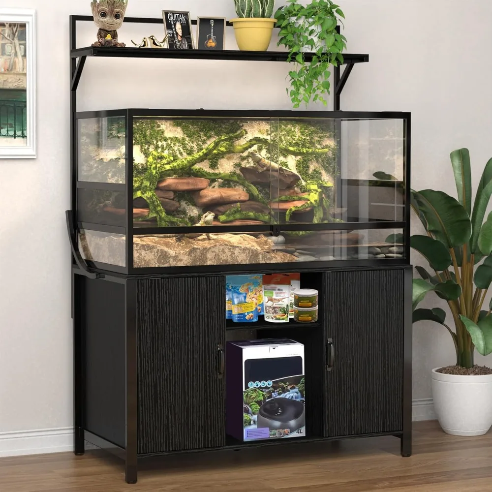 

Reptile Tank Stand Terrarium Stand with Cabinet for Accessories Storage 48" X 24" Tabletop Fits up to 120 Gallon Bearded Dragon