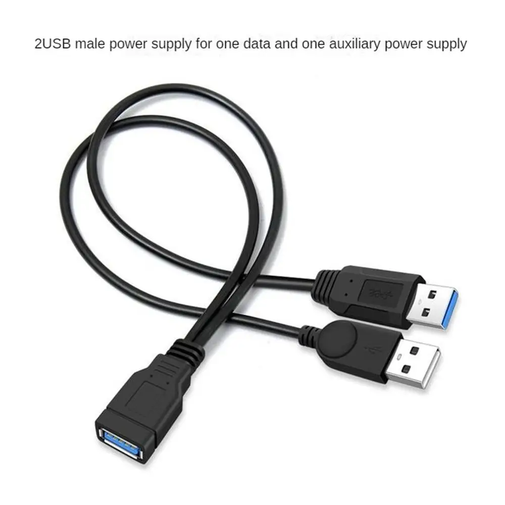 1/3/5PCS 30cm USB 3.0 to USB 3.0 2.0 USB Female to Dual USB Male Extra Power Data Y One Point Two Extension Cable Computer