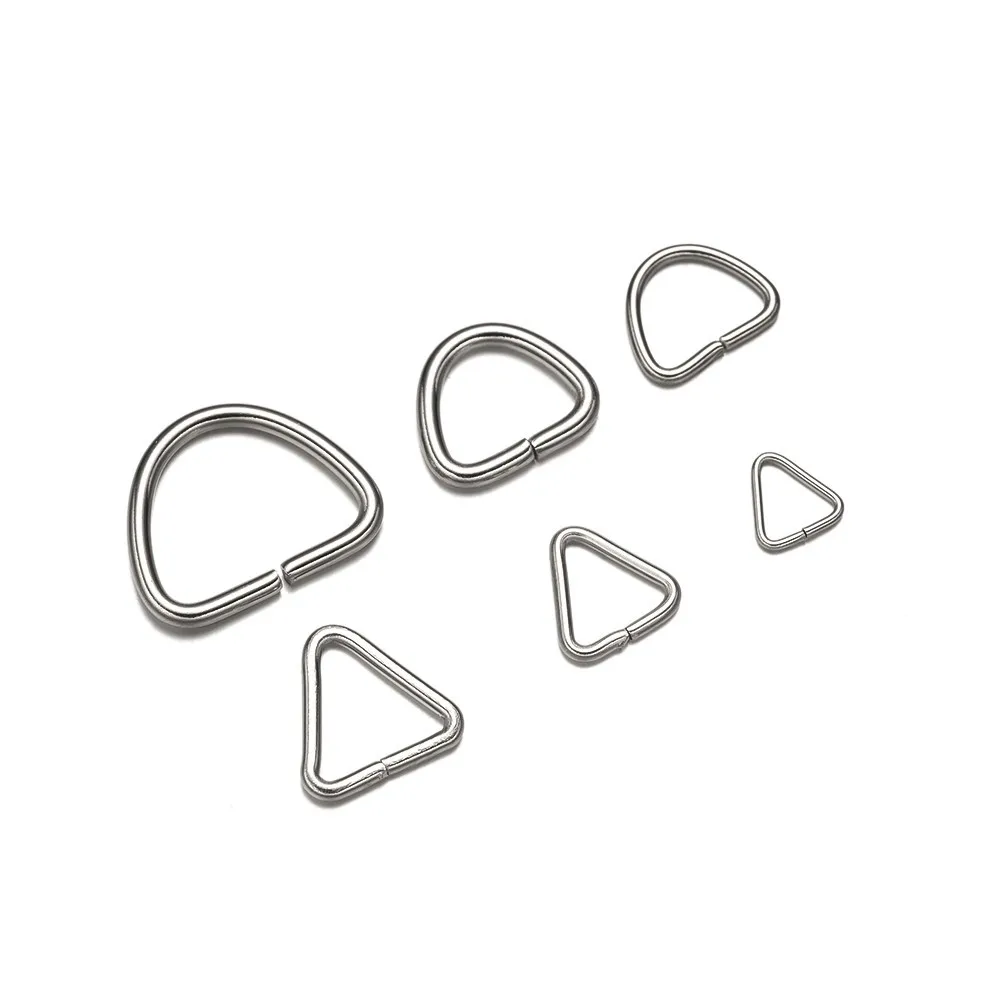 100pcs Stainless Steel D Ring Buckle Triangle Open Jump Ring for DIY Earrings Bracelet Jewelry Making Supplies Accessories Craft