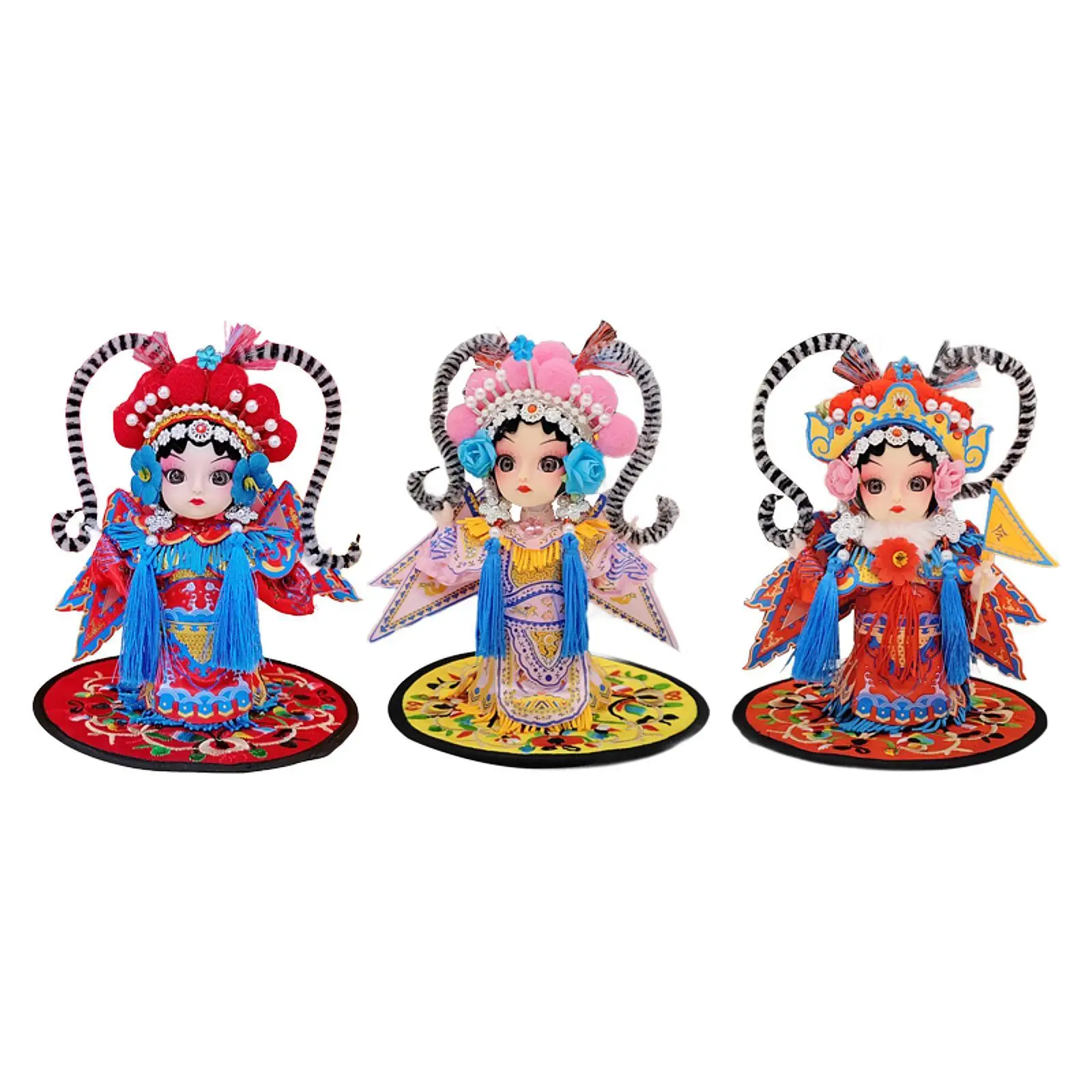 13cm Peking Opera Character MU Guiying Doll Tabletop Ornament Chinese Statue Traditional Lady Figurine