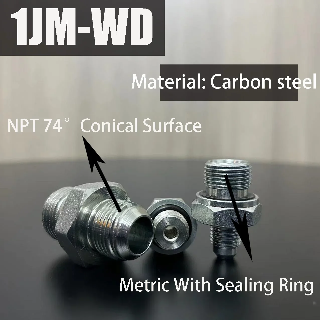 

Connector Straight Through Male Thread Metric to NPT 7/16 9/16 1/2 1JM74 External Cone Oil Connector Accessories ED Sealing Ring