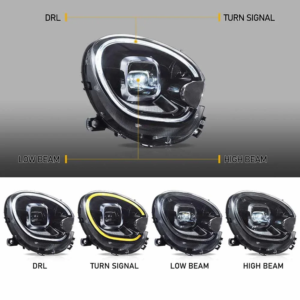 LED-Scheinwerfer-Baugruppe für Mini Cooper Countryman R60 2010-2016 Angel Eye Projektor DRL Sequentieller Blinker Plug-and-Play Frontleuchte