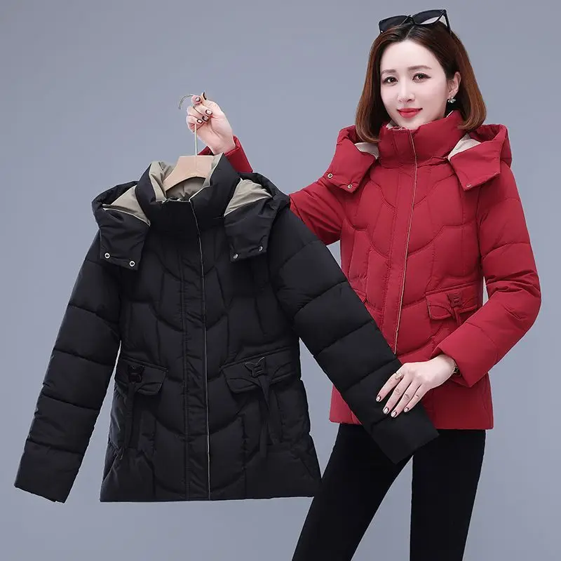 

Модное женское новое стильное пуховое хлопковое пальто больших размеров 200 фунтов, облегающая теплая зимняя куртка для девочек среднего возраста