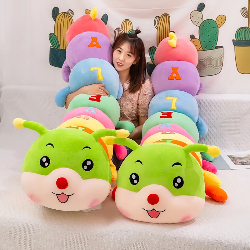 

Cartoon Rainbow Color Caterpillar Plush Toys Soft Long Strip Sleeping Pillow Cute Stuffed Dolls Home Decoration Birthday Gifts