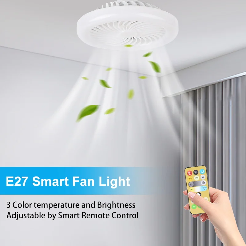 

24W Led Ceiling Fan Lamp With Remote Control 110-265V Smart Fan Lighting for Living Room Decor Smart Ceiling Fan Lights Dimmable