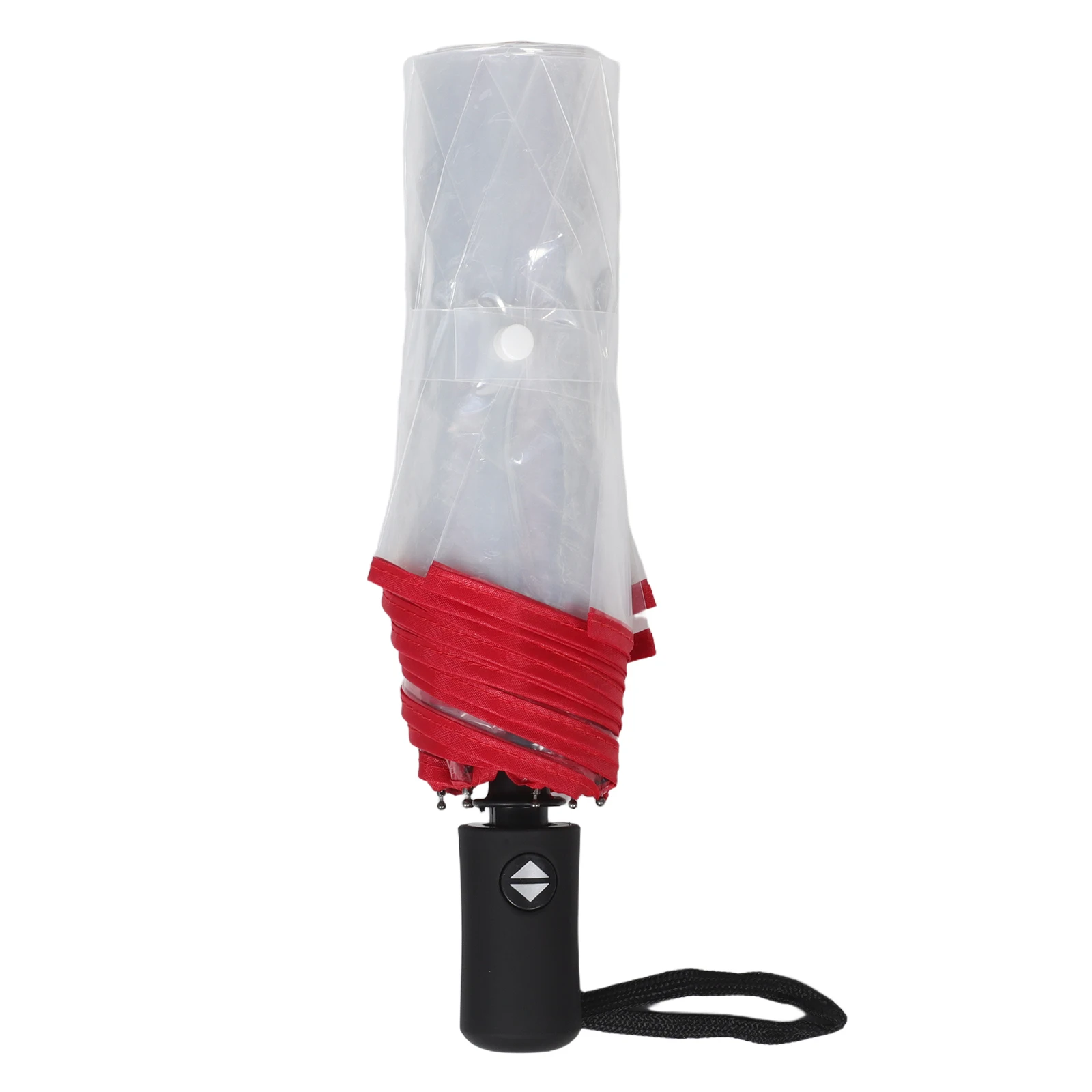

Clear Automatic Three-Fold Transparent Folding Rainproof Windproof Umbrella For Women Men Travel Weddings Red