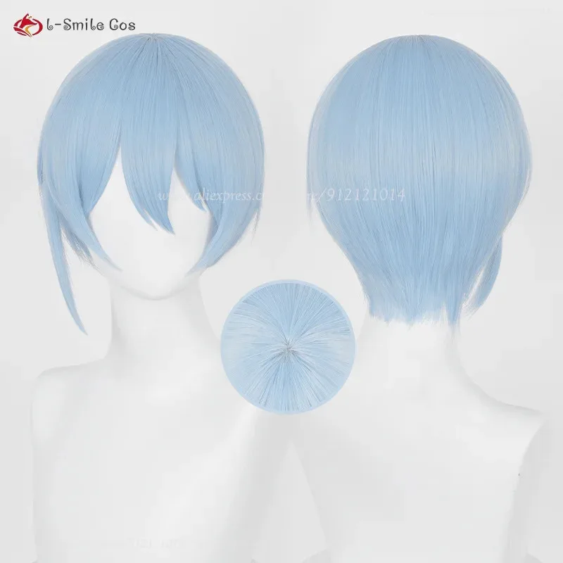 Anime Hiori Yo Cosplay 28cm Light Blue Wigs Heat Resistant Synthetic Hair Halloween Costumes + Wig Cap view 5