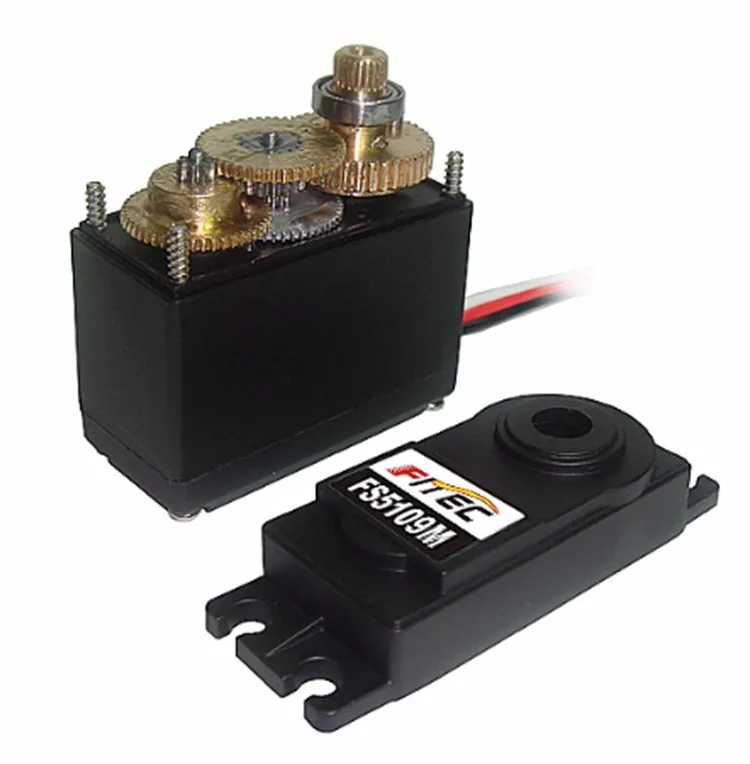 Servo analogico continuo da 10 kg FS5109R 60.6G Cuscinetti a sfere con ingranaggi in rame Pa + custodia in fibra di vetro Servomotore 360 per aereo Rc Edf