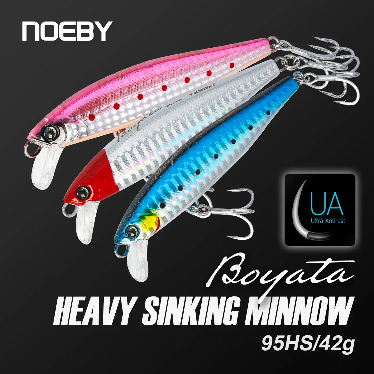 

NOEBY 3 piece Heavy Sinking Minnow Fishing Lure 95mm 40g Long-casting Artificial Hard Bait for Tuna Yellowtail Sea Fishing Lure