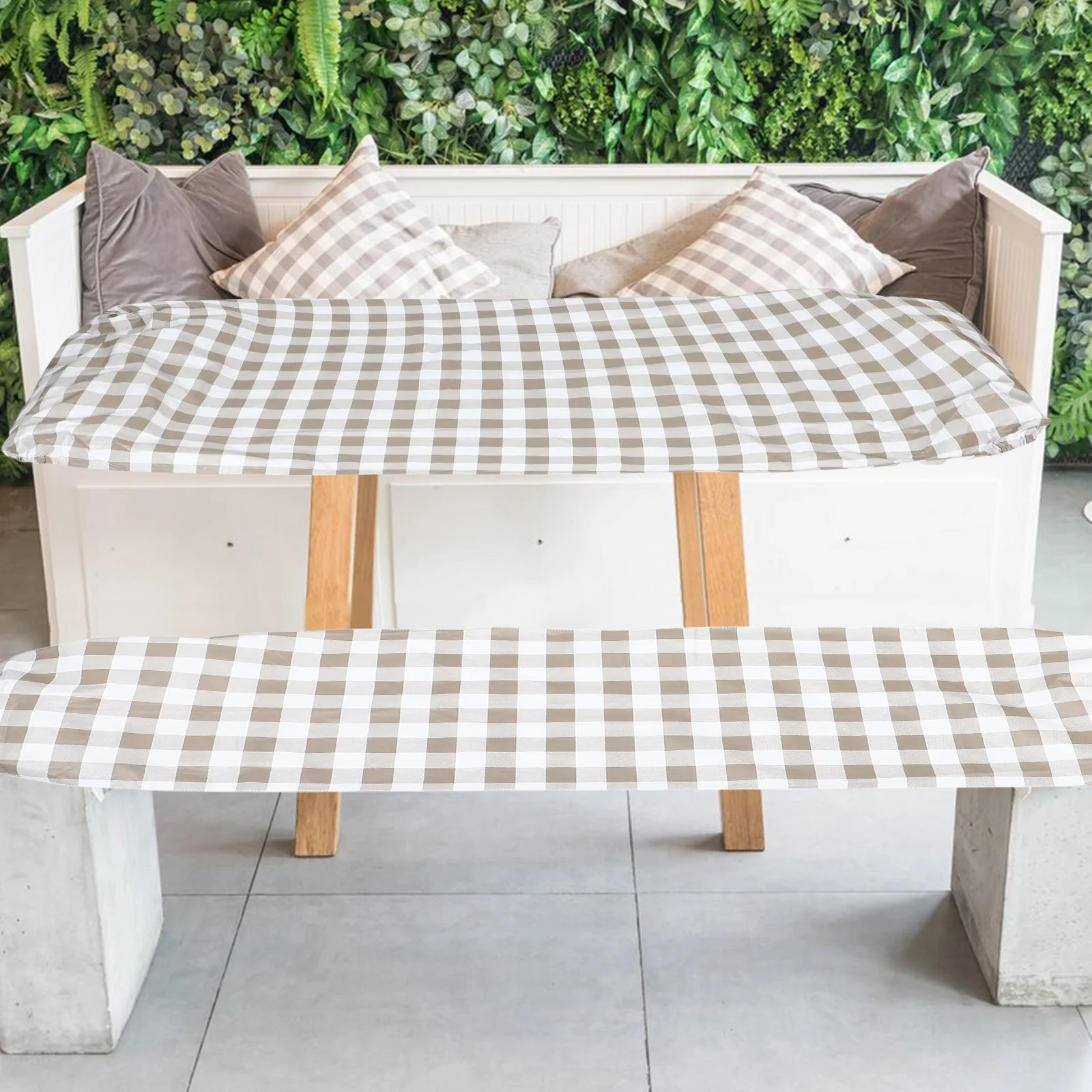 1Set Picnic Table Cover Set Camping Tablecloth Bench Covers Elastic Edge Waterproof Outdoor Tablecloth for Picnic