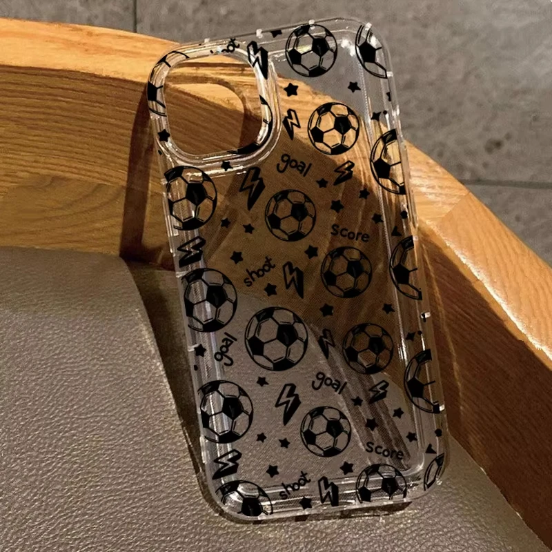 Clear Football Print Phone Case For Samsung S25 FE S24 Plus S23 Ultra S22 S21 S20 A70 A30 Shockproof Soft TPU Cover Sports Socce