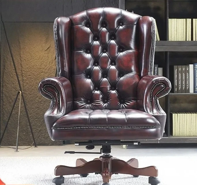 CZ Genuine Leather Executive Chair European Style Reclining Office Chair Comfortable Long Sitting