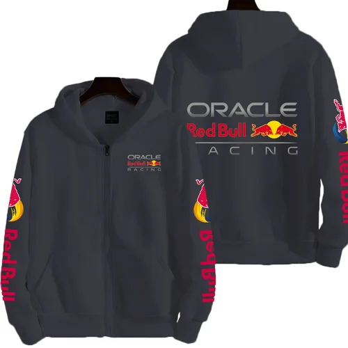 Imagen 2 del producto Otoño Red Bull cremallera Sudadera con capucha Color sólido moda coreana hombres sudadera de manga larga Top cordón bolsillo suelto Red Bull Hoodi