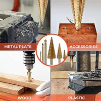 6Pcs Step Drill Bit Saw Set Titanium Milling Cutter 4-12 4-20 4-32mm 3 6 8mm for Woodworking Metal Core Hole Opener