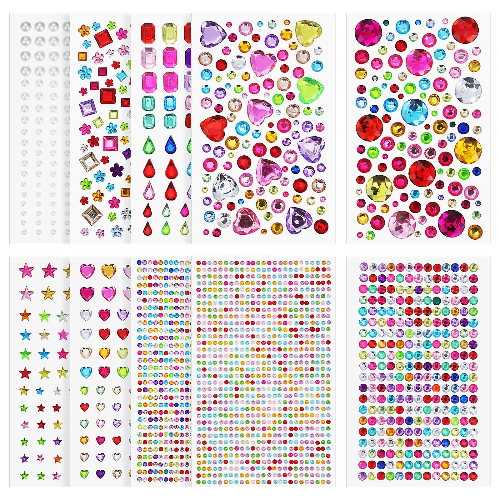 

10 Sheets Water Drill Jewelry Stickers Rhinestone Glitter Self Adhesive Stick On Gems For Kids Toddlers Crafts