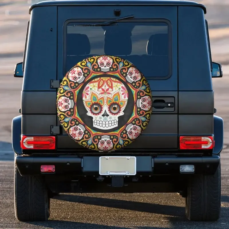 Cubierta de neumático de rueda de repuesto Sugar Skull Mandala para Toyota, Mitsubishi, Suzuki, Jeep, RV, SUV, 4WD, 4x4, accesorios para vehículos, 14 ", 15", 16 ", 17"