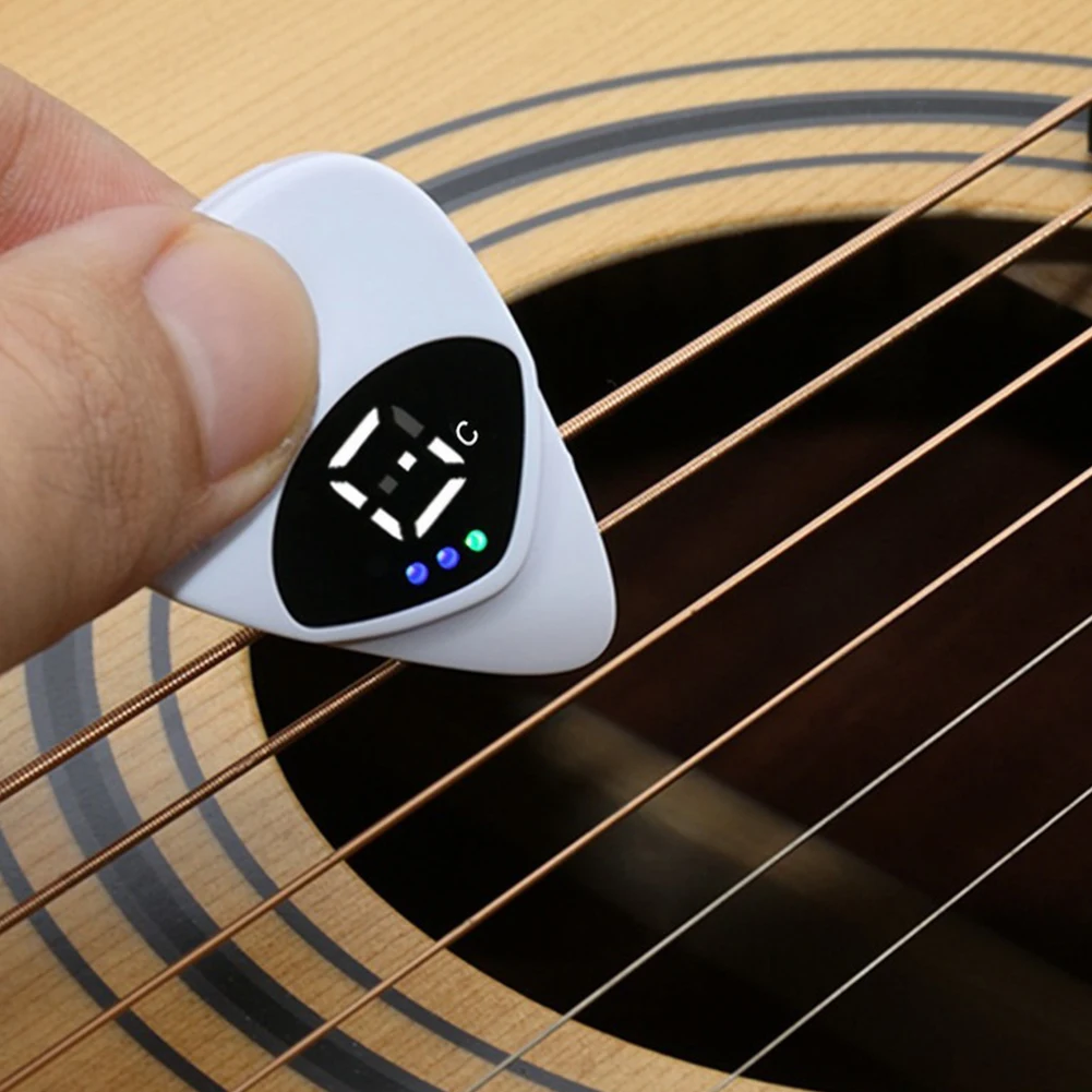 Dual Function Guitar Picks Tuner with Real Time Digital Tuning for Acoustic Electric Guitar and Bass