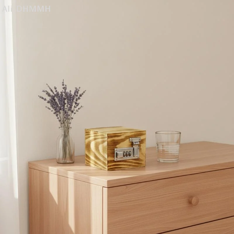 Caja de Seguridad para Llaves ZLinKJ, Caja para Dinero con Cerradura Segura, Caja de Madera de Pino para Joyas y Tesoros, Caja de Madera Pequeña sin Pintar