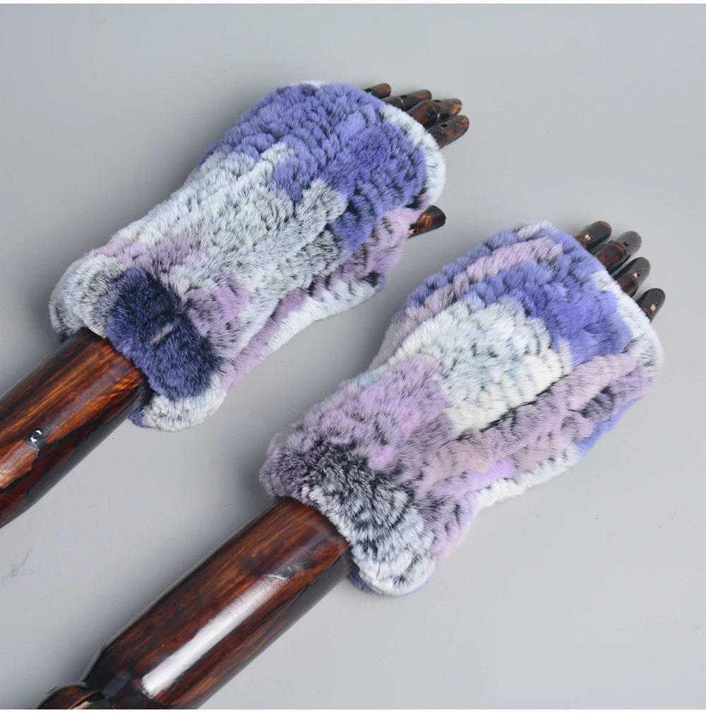 Lady Winter 100% Natural Real Rex Rabbit Fur Glove Women Soft Rex Rabbit Fur Glove Foashion Warm Knitted Genuine Fur Gloves