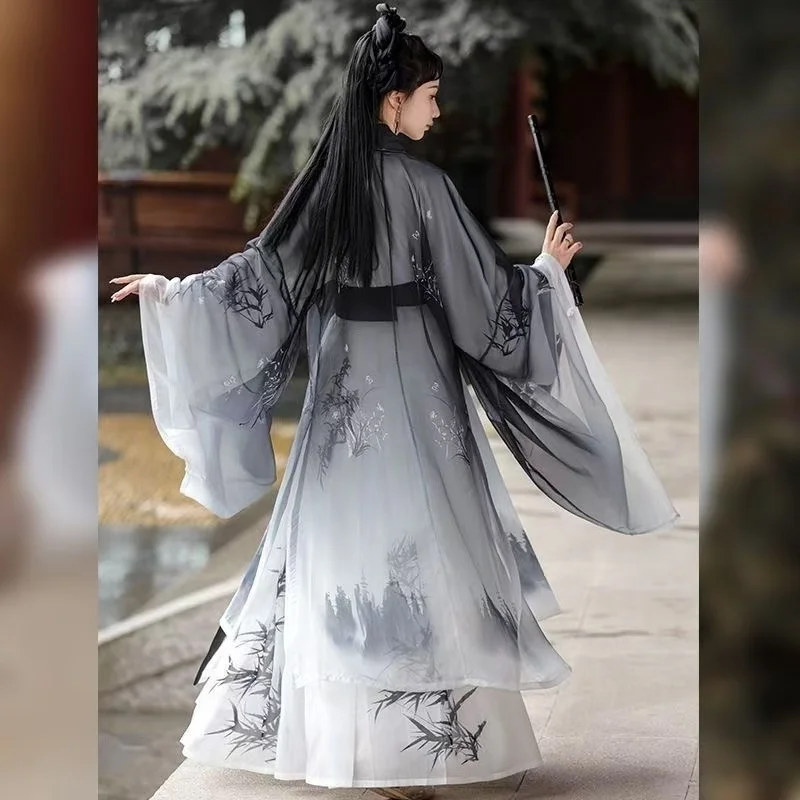 Original Ancient Song Dynasty Hanfu Dress Set Men Women Traditional Cross Collar Costume Classic Fairy Swords Cosplay Garments