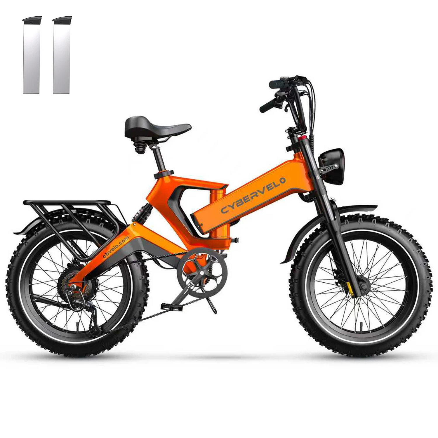 Cybervelo EK6 Fat Tire Electric Bike 2000W Peak 20 Inch Foldable 8-Speed Dual 20Ah Waterproof Battery for Adults
