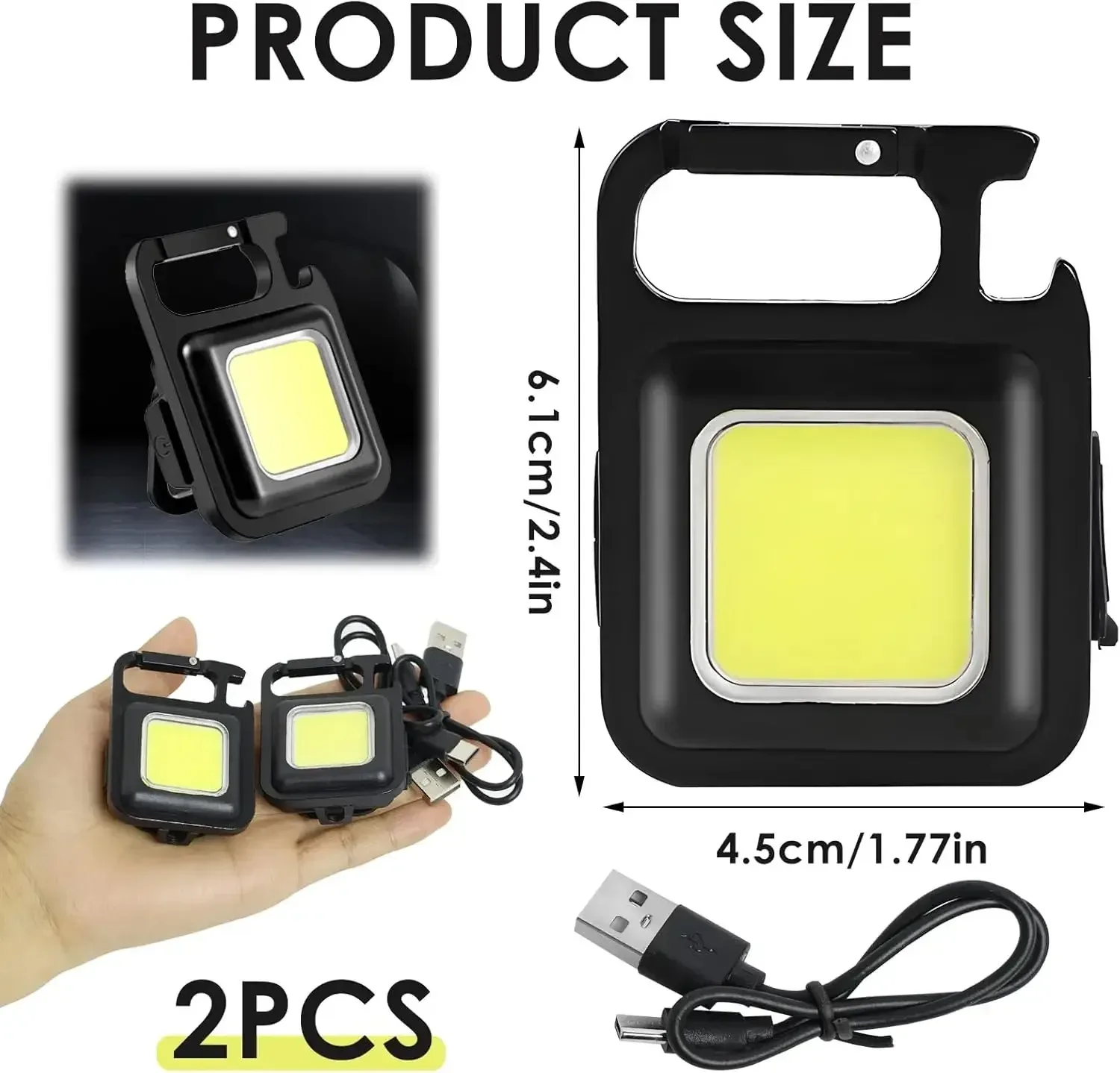 LED Mini Flashlight Super Bright COB Keychain Light Outdoor Emergency Camping Pocket Lamp With Tail Magnet Corkscrew